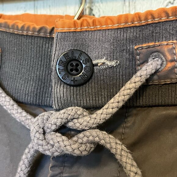 Stellson Mens Waxed Cargo Shorts Size L Gray Orange Acid Wash Switzerland Grunge - Picture 4 of 14